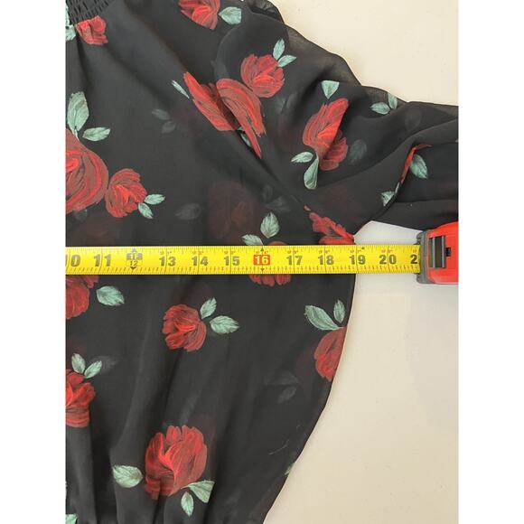 Romantic Floral Chiffon Victorian Inspired Roses Top 90s Whimsigoth Cottagecore - Picture 10 of 13